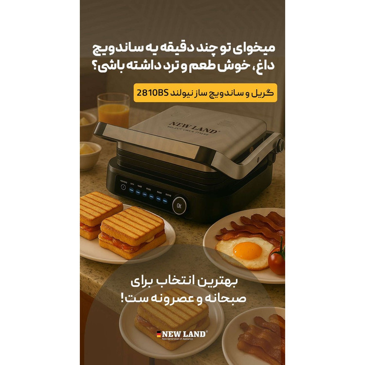 گریل حرفه ای نیولند مدل 2810BS