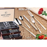 سرویس قاشق و چنگال 135 پارچ 24 نفره صندوق چوبی نیولند مدل 2986SG