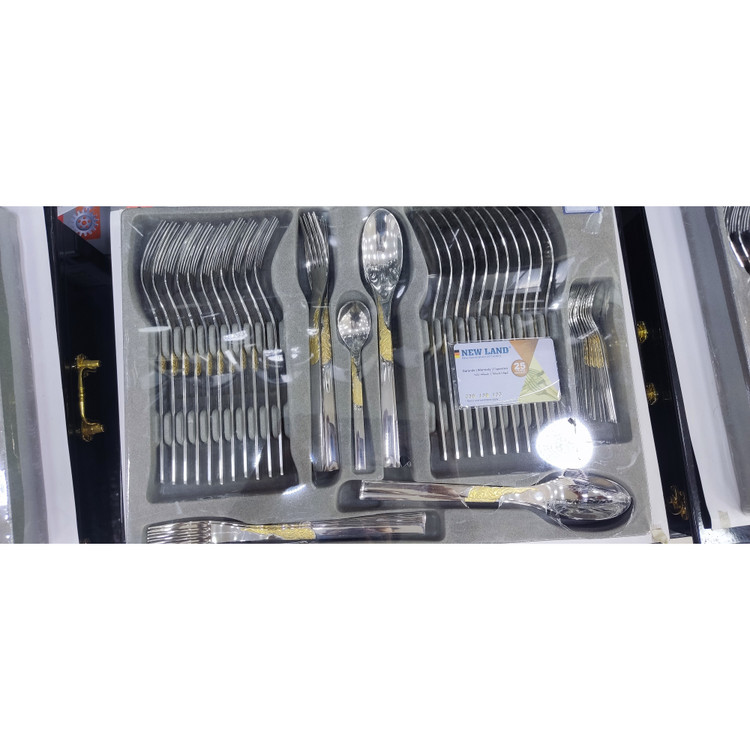 سرویس قاشق و چنگال 135 پارچ 24 نفره صندوق چوبی نیولند مدل 2981TG