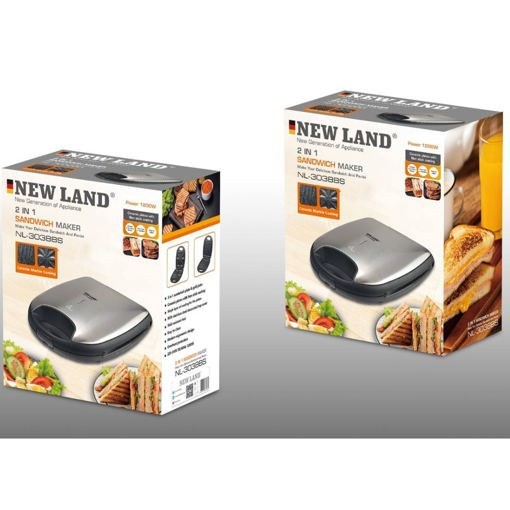 ساندویچ میکر نیولند دوکاره استیل مدل NL-3038