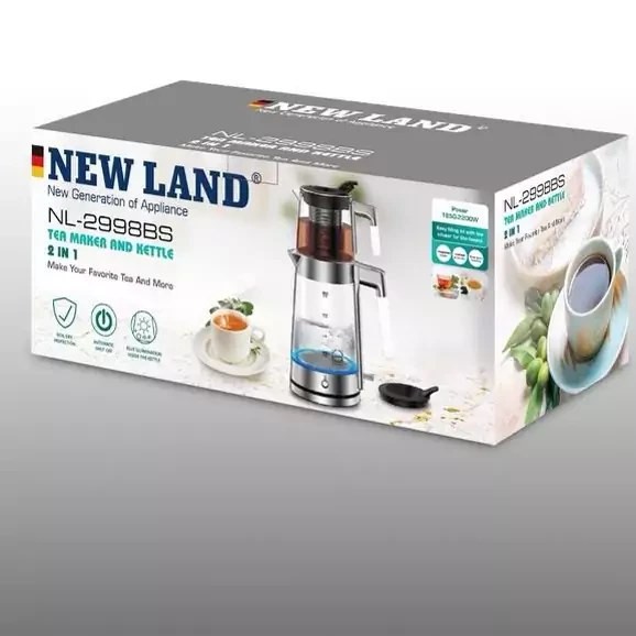 چای ساز نیولند NL-2998WS ظرفیت 2 لیتر با کتری استیل