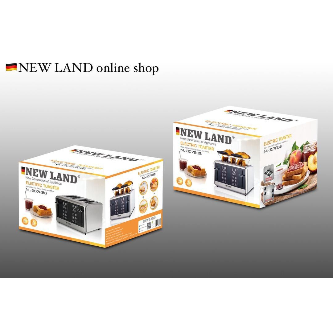 توستر نان استیل چهار تیکه نیولند مدل NL-3072